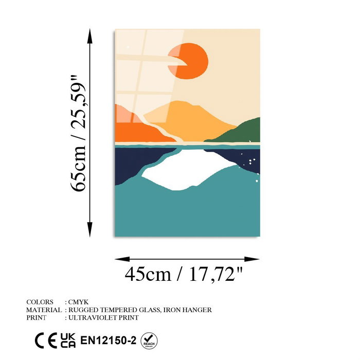 Wallity Cuadro Decorativo de Vidrio Templado Multicolor 45 x 65 cm